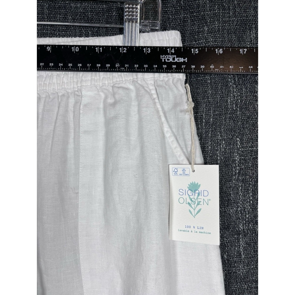 New SIGRID OLSEN Sz M Linen Pants White Wide Leg Pull On Women Boho Vacation NWT - Picture 5 of 12